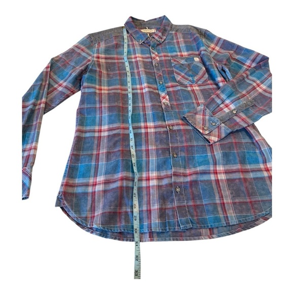 Buckle Depart West Plaid Lightweight Cotton Button Down Shirt Large Blue Grey - Picture 5 of 15